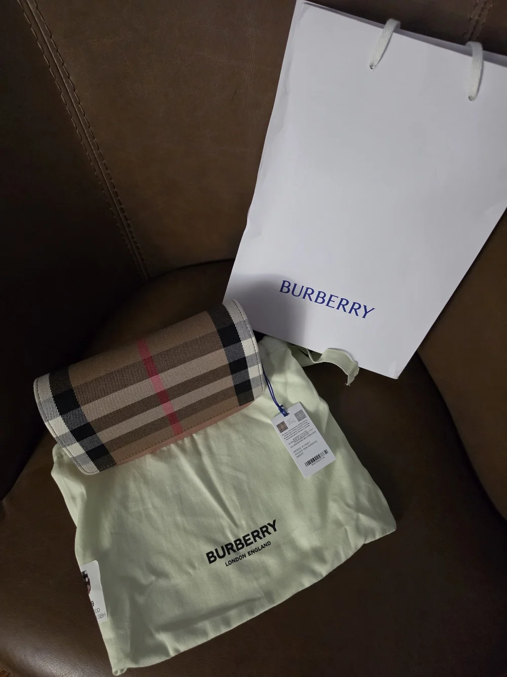Burberry Beige Vintage Check with Pink Leather Crossbody